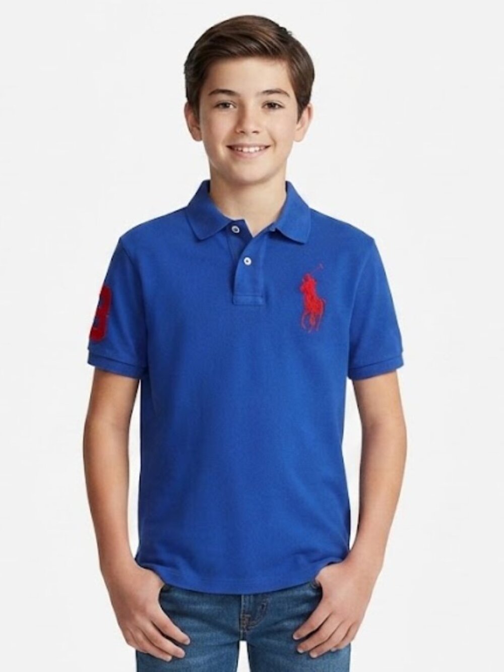 Polo Ralph Lauren Big Pony Polo Shirt Blue Shirt Red Pony Kids XL 18/20